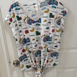 Tacera Multicolor Graphic Print Top